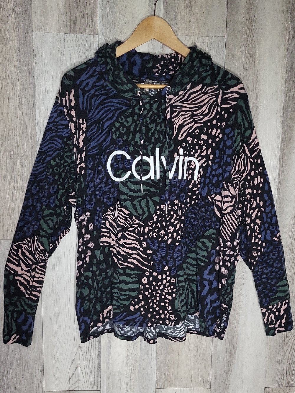 Calvin Klein Performance Animal Print Logo Hoodie Womens 2X Pullover Sweatshirt